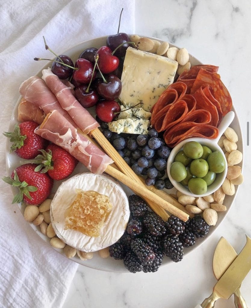 Simple charcuterie board for two