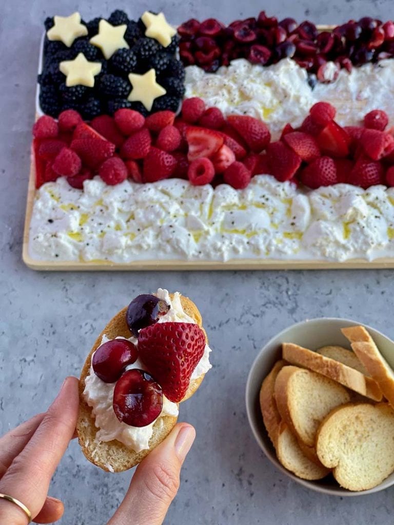 red white and blue cheese board