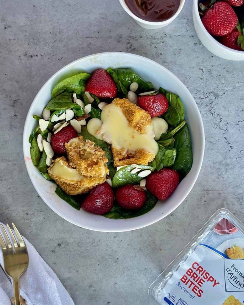 baked strawberries & spinach salad