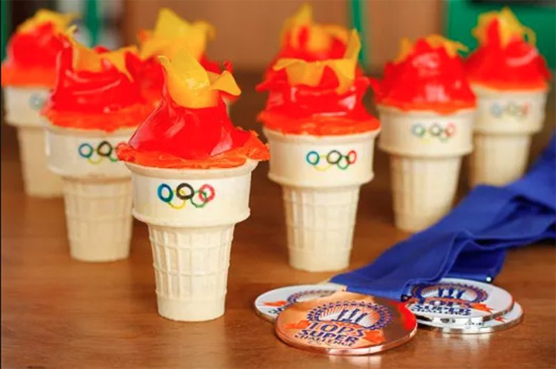 olympic rings themed party torch