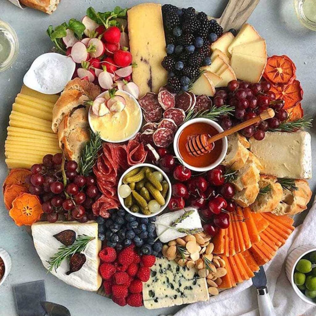 baguette meat and cheese platter