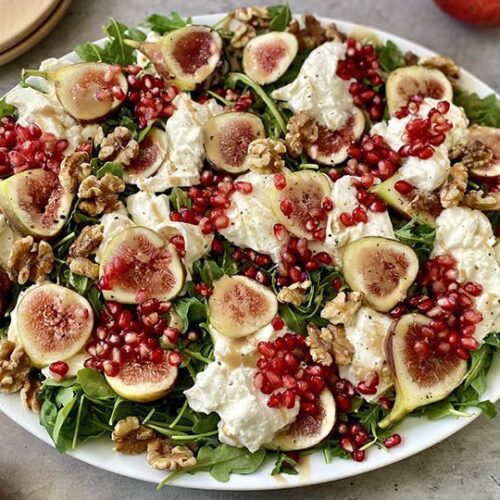 fall salad with pomegranate seeds