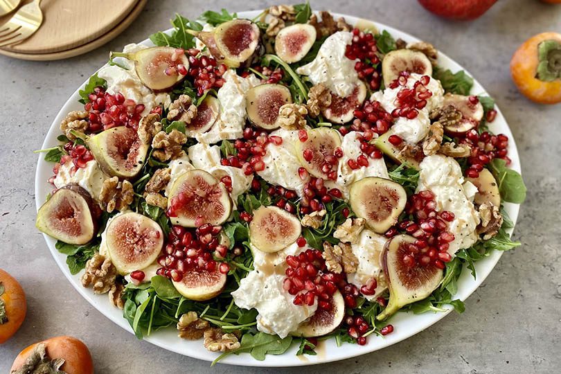 fall salad with pomegranate seeds