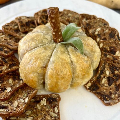 Pumpkin-Shaped Baked Brie Puff Pastry