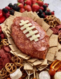 football shaped snacks salami