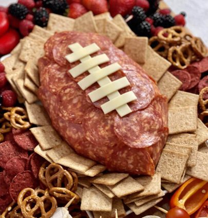 football shaped snacks salami