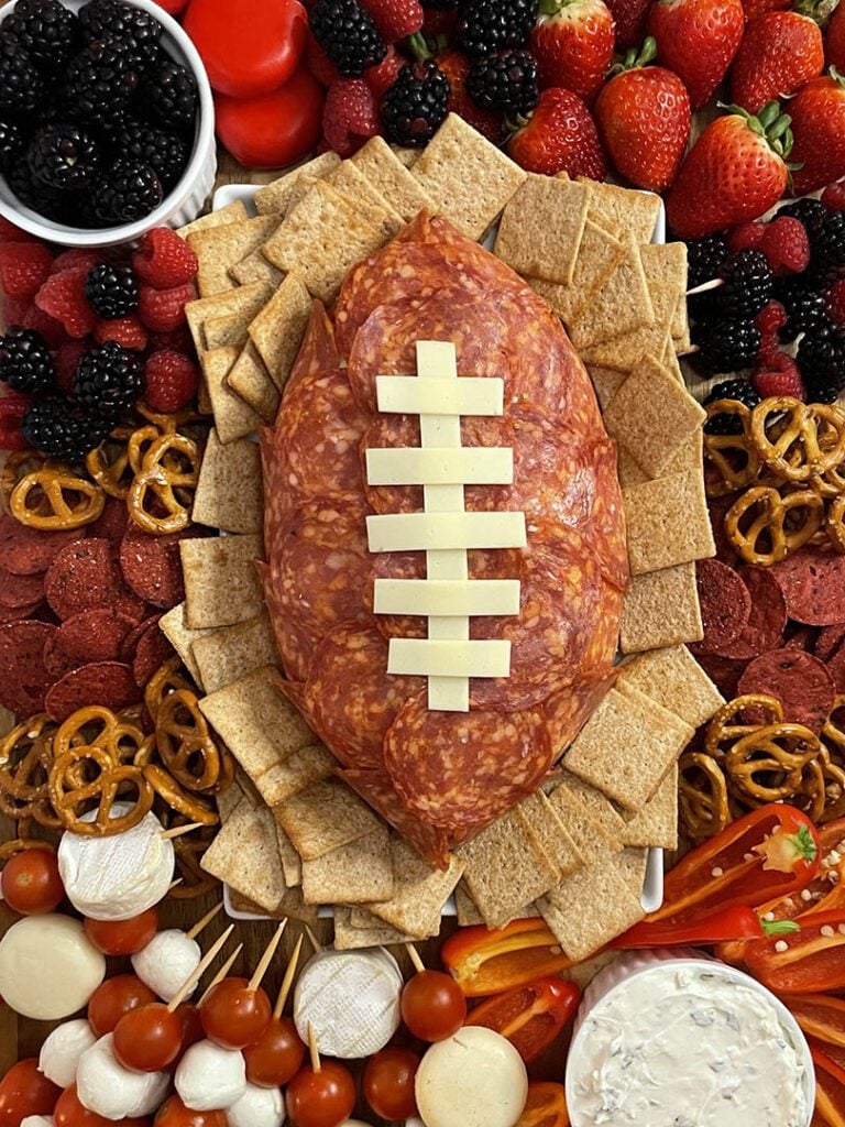 cheese ball shaped like a football
