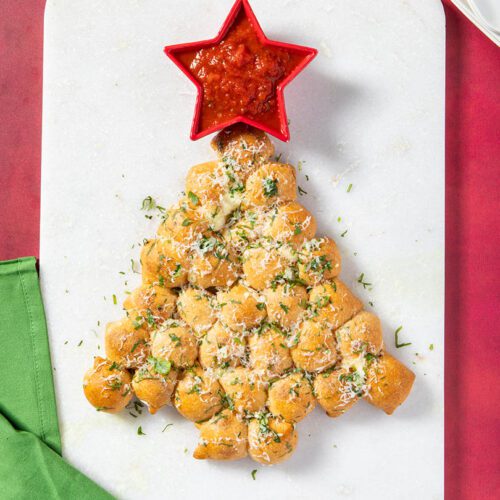 Christmas Tree-Shaped Pull Apart Garlic Bread
